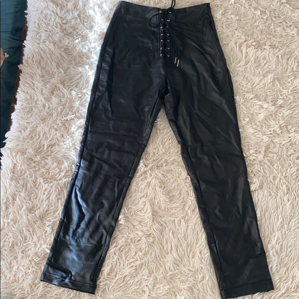 Black leather pants skinny